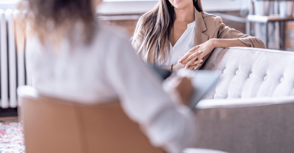 Woman talking about intimacy issues during a sex therapy session